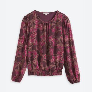 None Britton Lennon keyhole smocked waist blouse